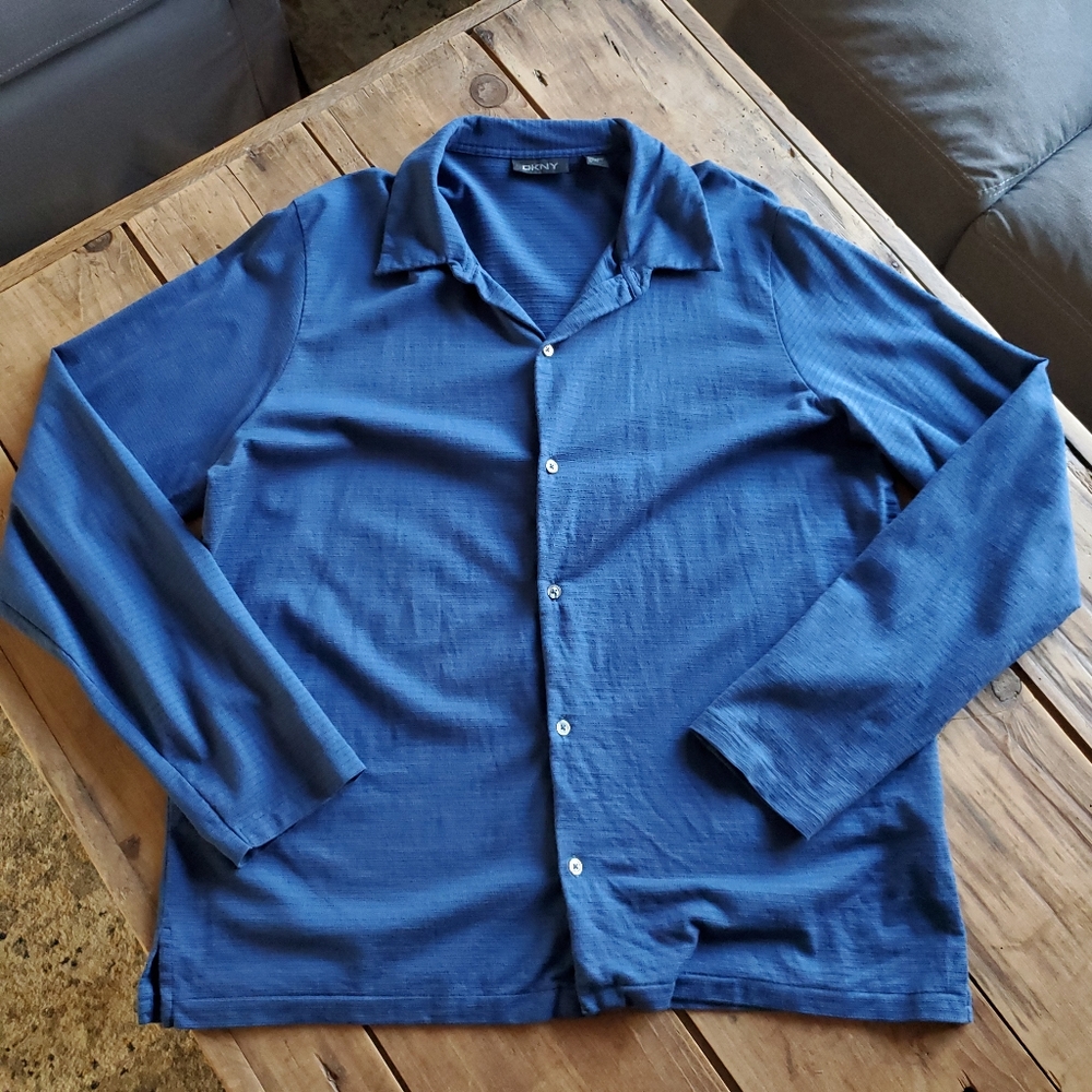 DKNY Men's 100% Cotton Blue Button Down Shirt Size XL